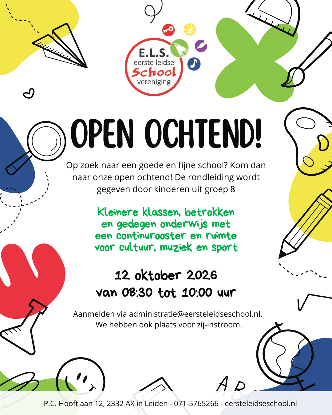 Open Ochtend 12 oktober 2026 Eerste Leidse School